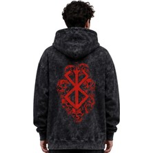 Sevbano Berserk Guts Anime Baskılı Unisex Oversize Yıkamalı Premium Hoodie Sweatshirt