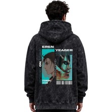 Sevbano Eren Yeager Attack On Titan Anime Baskılı Unisex Oversize Yıkamalı Premium Hoodie Sweatshirt