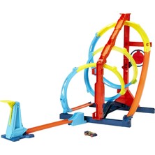 Hot Wheels Track Builder Spiral Dönüşlü Pist Oyun Seti, Yaratıcı Spiral Pist Yarışları, Hedefi Vurma