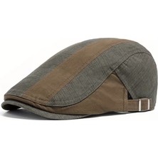 YYB Unisex Klasik Gözlük Şapkası  Siyah & Haki Retro Flat Cap  Mevsimlik Kullanım