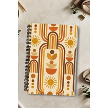 giftkonsept Retro Boho Soyut Tasarım 50 Yaprak 100 Sayfa Sprialli Defter
