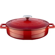 Hepta Collection Lava Metal Döküm Çok Amaçlı Yayvan Tencere, Trendy, 28 Cm, 3.51 L Hacim, Kırmızı