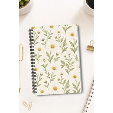 giftkonsept Beyaz Papatya ve Yeşillik Botanik Tasarım 50 Yaprak 100 Sayfa Sprialli Defter