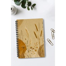 giftkonsept Rustik ve Doğal Esintili Sade Başak Motifli 50 Yaprak 100 Sayfa Sprialli Defter