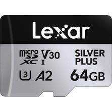 Lexar Silver Plus Micro Sd Kart 64 Gb, 205 Mb/s'ye Kadar Okuma Hızı, Sd Adaptörlü Hafıza Kartı Micro