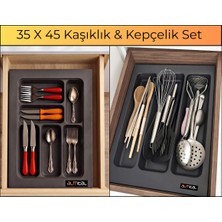 ALMITAL 35x45 Cm. Antrasit Kaşıklık Ve Kepçelik 2'li Set (32X41 CM'E KADAR KESİLEBİLİR)