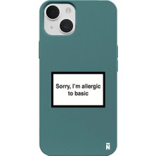 Casen iPhone 15 Plus Haki Lansman Renkli Silikon I'm Allergic Yazılı Kamera Korumalı Telefon Kılıf