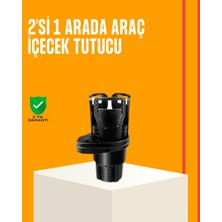 Renas Store Oto Bardak Tutucu 360° Döner Çift Bölmeli Karbon Fiber Tasarım