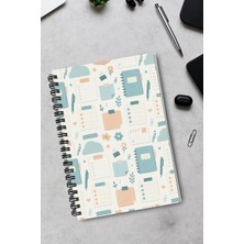 giftkonsept Mavi ve Pastel Tonlu Organizasyon Temalı 50 Yaprak 100 Sayfa Sprialli Defter