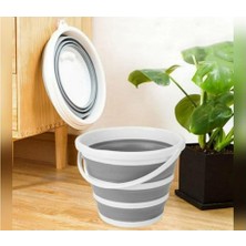 Bg Store 13 Litre Katlanabilir Akordiyon Temizlik Kovası - 32 cm Çap x 33 cm Yükseklik - Yer Kaplamayan Pratik Silikon Su Kovası (Koyu Gri - Pembe) (Gri)