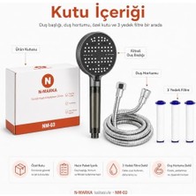 Bg Store Sogud Duş Başlığı Seti Antrasit Gri - 150 cm Hortumlu Filtreli Arıtmalı El Duşu - 6 Fonksiyonlu Yüksek Basınçlı Model - 3 Yedek Filtre Kartuşlu Kireç Önleyici Su Tasarruflu [enerji Sınıfı A++]
