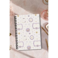 giftkonsept Estetik Yıldızlı Çerçeve Motifli 50 Yaprak 100 Sayfa Sprialli Defter