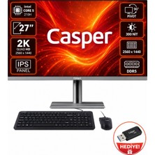 Casper Nirvana A87.210H-SM Intel Core 5 210H 16GB 500GB SSD Windows 11 Pro 27" All In One Bilgisayar + Shopimode Bellek Hediye