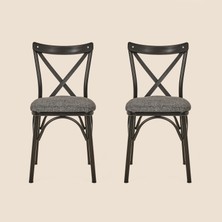 Just Home Moura 2'li Sandalye - Antrasit / Siyah - 84X40X41 cm