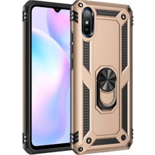 Renas Store Xiaomi Redmi 9A Kılıf Sofya Yüzüklü Silikon Kapak - Gold