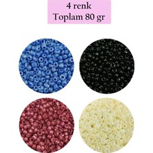 Ematcrt Dökme Cam Kum Boncuk (11/0) 2 mm - 4 Renk - Toplam 80 Gram -  BNC401