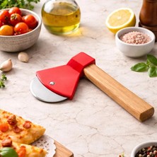 Hediye Bahçesi Pizza Kesici - Balta Tasarımlı - Ahşap Saplı - Paslanmaz Çelik Bıçaklı