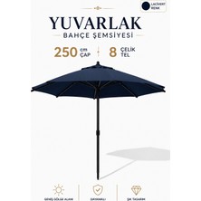 Düvenci Toptan Alubrella Lacivert Bahçe, Güneş Şemsiyesi Yuvarlak 250 cm Çap/8 Çelik Tel Bidonsuz