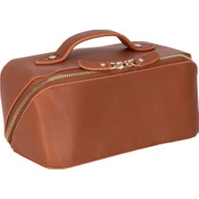 Starseven Ella Terra Caramel Brown Hakiki Deri Makyaj & Seyahat Çantası