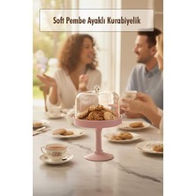 Renas Store Soft Pembe Akrilik Ayaklı Kurabiyelik & Kapaklı Sunum Standı - 2 Parça