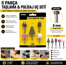 Rekotools -5 Parça Taşlama ve Polisaj Uç Seti 6 mm Sap – Mini Taşlama Taşı Seti