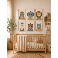 Zera Wall Mdf Tablo 6’lı Timsah, Fil, Aslan, Kaz, Ayıcık ve Gergedan Temalı Set – Bebek ve Çocuk Odası Duvar Dekorasyonu