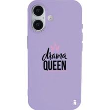 Casen iPhone 16 Plus Lila Lansman Renkli Silikon Drama Queen Tasarımlı Premium Kılıf