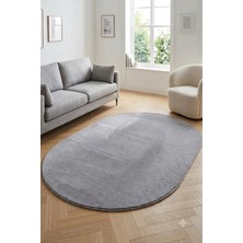 Colore Home Gri Oval Peluş Halı Oval Gri Post Halı
