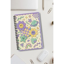 giftkonsept Nostaljik Estetik Papatya ve Renkli Geometrik Tasarım 50 Yaprak 100 Sayfa Sprialli Defter