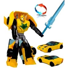 Bg Store /oyuncak Metal Gövdeli 20 cm Araba ve Tıra Dönüşen Robot Optimus ve Bumblebee Model Dönüşen Robotlar Autobots (Sarı)