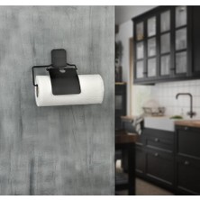 Hepta Collection Yapışkanlı Kağıt Rulo Havluluk Peçetelik Havlu Kağıtlık Mat Siyah Banyo Mutfak Düzenleyici