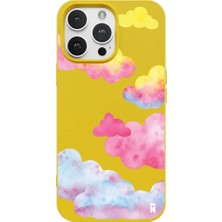 Casen iPhone 12 Pro Sarı Lansman Renkli Silikon Colorful Bulut Tasarımlı Kılıf