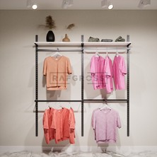 Mağaza Raf Sistemi – Butik Raf Sistemi – Giyinme Odası Askılık Sistemi 185 × 200 cm