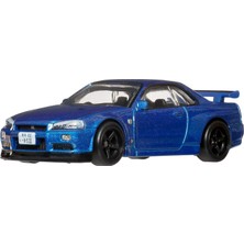 Hot Wheels Premium Araba Kültürü Koleksiyon Oyuncak Araba, 1:64 Ölçekli Die-Cast Nissan Skyline R34