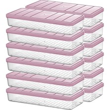 Hepta Collection Selka Home - 12'li 1.2 Litre Küçük Boy Açık Pembe Saklama Kabı