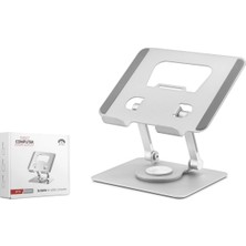 Renas Store Metal 360 Derece Dönebilen Kompakt Tablet ve Laptop Standi - Silver HDX8020