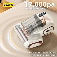 Renas Store Ezere Dustaway 17000PA Güçlü Kablosuz Akar ve Toz Uv Işıklı Yatak ve Koltuk TEMIZLEYICI-(5775)