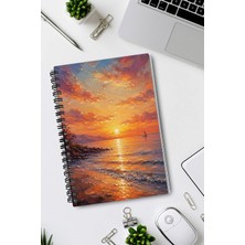 giftkonsept Gün Batımı ve Deniz Dalgası Manzaralı 50 Yaprak 100 Sayfa Sprialli Defter