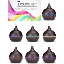 Bg Store Uzaktan Kumandalı 550ML Aroma Difüzörü Ultrasonik Hava Nemlendirici Buhar Makinesi Rgb 7 Renk Led, Siyah