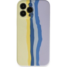 The Gencoo Iphone 13 Pro Kılıf Ebruli Lansman Silikon - Sarı-Lila
