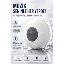 CoverZone Su Geçirmez Bluetooth Hoparlör Vantuzlu Havuzda Yağmurlu Havalarda Ipx4 3W Kaliteli Ses Banyo Duş Hoparlörü | S56 (Beyaz)