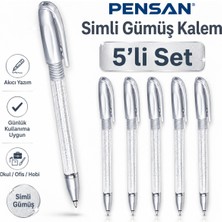 Pensan Simli Gümüş Jel Kalem 5 Adet
