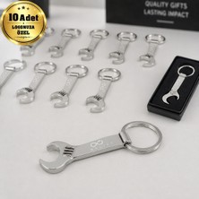 BK Gift Logonuza Özel 10 Adet 2227 Çift Taraf Lazer Baskılı Metal Ingiliz Anahtarı Anahtarlık