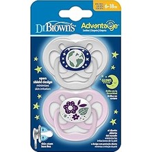 Renas Store Dr. Brown's Advantage Yalancı Emzik Gece Parlayan Mor Doğa - 2. Evre Pembe, 2'li