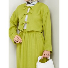 Exit Collection Kadın Üç Bağlamalı Keten Kimono Takım