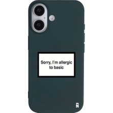 Casen iPhone 16 Plus Haki Lansman Renkli Silikon I'm Allergic Yazılı Kamera Korumalı Telefon Kılıf