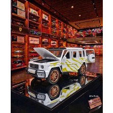 Oyuncak Sahili Mercedes Benz G63 Model 22X9CM Metal Jip Gerçekci Egzoz Dumanlı Işık Ses Efektli 1;24 Diecast G65 Araba Desenli Beyaz