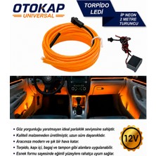 Otokap Universal Araç Içi Torpido Ledi Şerit LED Ip Neon Turuncu 2 Metre Ambiyans Aydınlatma Dekoratif LED Universal Tüm Araçlara Uyumlu