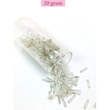Ematcrt Uzun Boru Kesme Boncuk Çap 2mm Uzunluk 10 mm - 20 Gram - Parlak Gümüş - BNC257