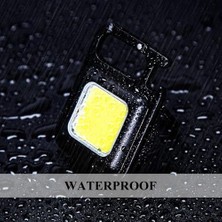 Bg Store Anahtarlık Şeklinde Metal Kasa Cob Kare Fener – Kamp & Outdoor Suya Dayanıklı Mini Cob LED Işıldak, Type‑c Şarjlı, Mıknatıslı Taşınabilir El Feneri Anahtarlığı